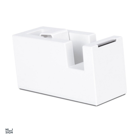 Dispensere - Dispenser stabil pentru banda adeziva Deli Nusign, pentru banda de 18 mm, 114x45x59 mm, alb