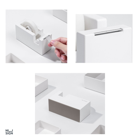 Dispenser stabil pentru banda adeziva Deli Nusign, pentru banda de 18 mm, 114x45x59 mm, alb [3]