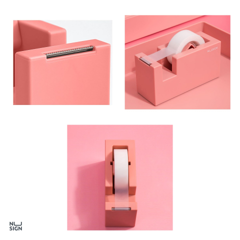Dispenser stabil pentru banda adeziva Deli Nusign, pentru banda de 18 mm, 114x45x59 mm, roz [3]