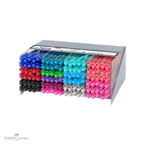 Birotica papetarie - Display 120 bucati linere Faber-Castell Broadpen 1554, varf 0.8 mm, cerneala permanenta pe baza de apa, pentru documente