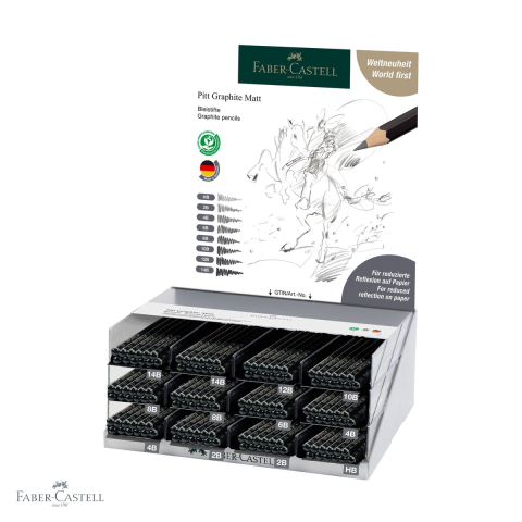 Creioane si ascutitori - Display 144 creioane grafit mat Pitt Faber-Castell, ultra-mat, pentru desen si schite profesionale