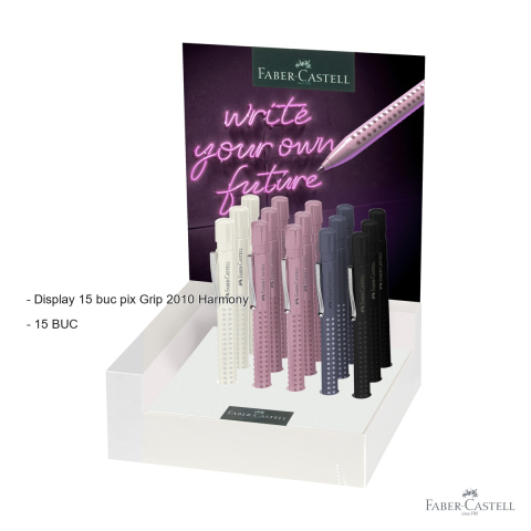 Display 15 bucati pix cu mecanism Faber-Castell Grip 2010 Harmony, scriere confortabila, pentru birou si scoala [1]