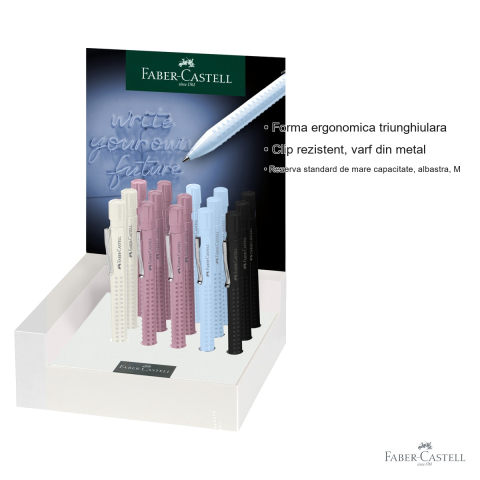 Display 15 pixuri cu mecanism Faber-Castell Grip 2010 Harmony, forma ergonomica triunghiulara, culori asortate [2]