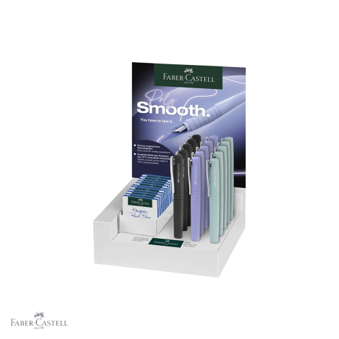 Stilouri - Display 15 stilouri Faber-Castell Poly Pen, penita otel inoxidabil, culori elegante, pentru scris de calitate