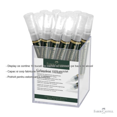 Display 16 markere blender Faber-Castell Albrecht Durer, varf pensula si fineliner, pentru estompare culori [1]
