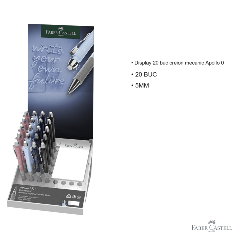 Display 20 creioane mecanice Faber-Castell Apollo 0.5mm, pentru birou si scoala [2]