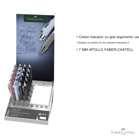 Display 20 creioane mecanice Faber-Castell Apollo 0.7mm, grip ergonomic triunghiular, pentru birou si scoala [2]