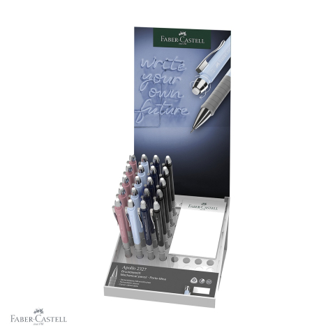 Birotica papetarie - Display 20 creioane mecanice Faber-Castell Apollo 0.7mm, grip ergonomic triunghiular, pentru birou si scoala