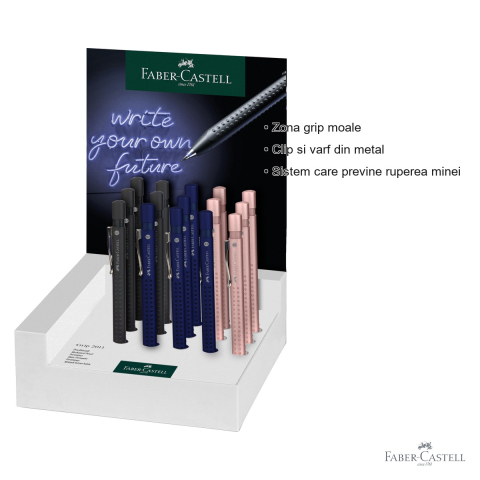 Display 20 creioane mecanice Faber-Castell Grip 2011, 0.7mm, forma triunghiulara ergonomica [2]