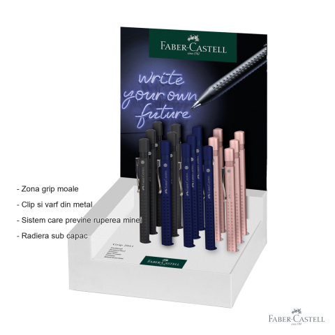 Display 20 creioane mecanice Faber-Castell Grip 2011, 0.7mm, forma triunghiulara ergonomica [1]