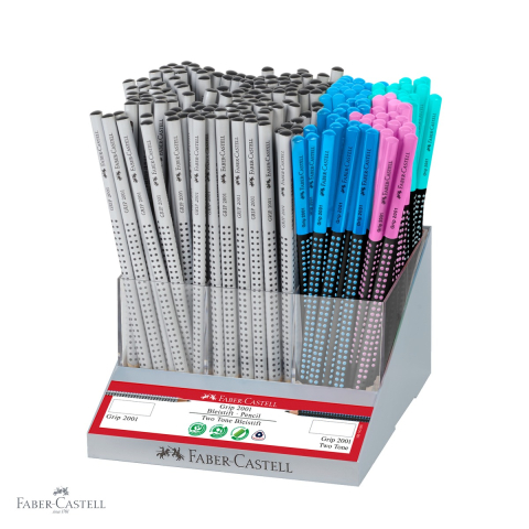 Creioane si ascutitori - Display 216 bucati creioane grafit Faber-Castell Grip 2001, forma triunghiulara ergonomica, pentru scris si desen