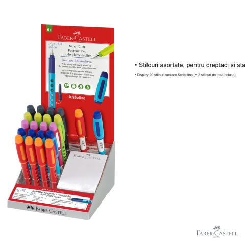 Display 22 stilouri scolare Faber-Castell Scribolino, penita tip A, pentru dreptaci si stangaci, incepatori [2]
