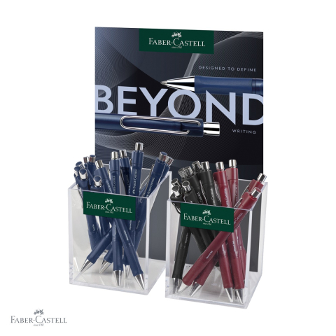 Pixuri - Display 24 pixuri cu mecanism Faber-Castell Beyond M, zona de prindere cauciucata, pentru birou si scoala