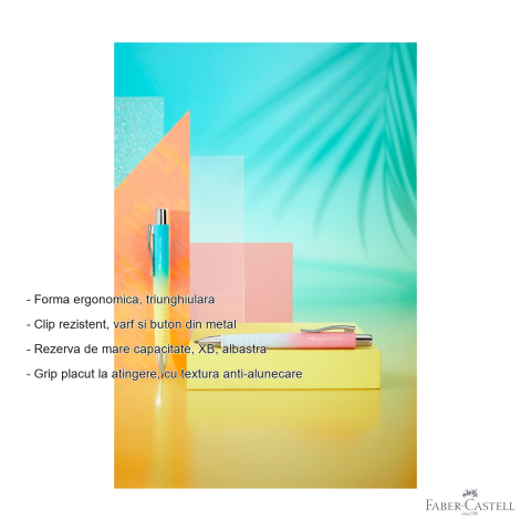 Display 24 pixuri cu mecanism Faber-Castell Poly Ball Urban XB Summer 2024, grip ergonomic triunghiular, editie limitata [1]