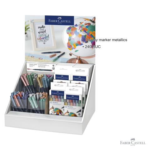 Display 240 bucati markere metalice Faber-Castell, markere permanente cu efect metalic, pentru decorare si scris creativ [2]