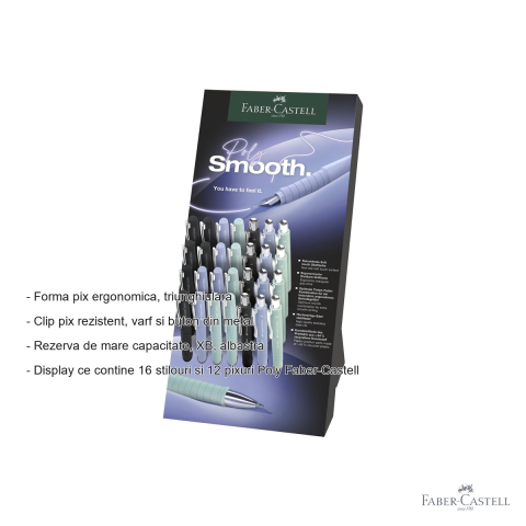 Display 28 instrumente de scris Faber-Castell Poly - 16 stilouri si 12 pixuri, design ergonomic, pentru birou si scoala [1]