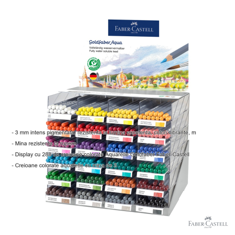 Display 288 creioane colorate acuarela Faber-Castell Goldfaber, solubile in apa, pentru artisti [1]