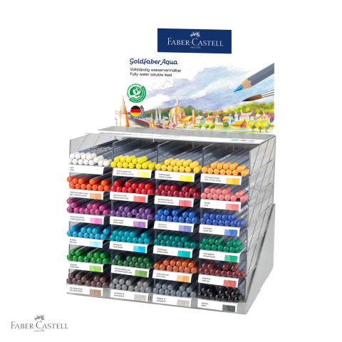 Creioane colorate - Display 288 creioane colorate acuarela Faber-Castell Goldfaber, solubile in apa, pentru artisti