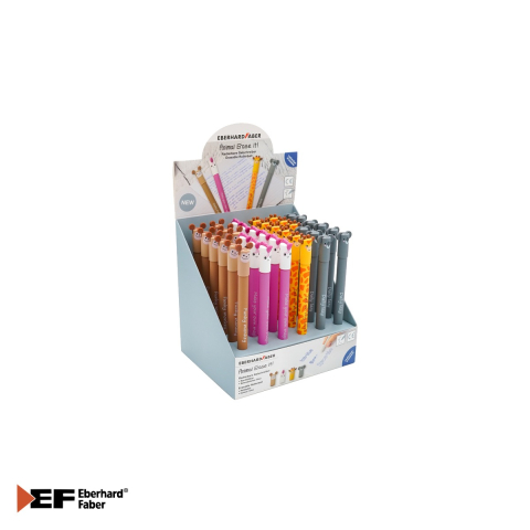 Birotica papetarie - Display 36 rollere erasable 0.7 mm albastru Eberhard Faber, cerneala termosensibila, modele cu animale, editia 2025