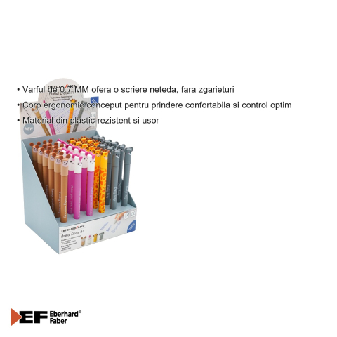Display 36 rollere erasable 0.7 mm albastru Eberhard Faber, cerneala termosensibila, modele cu animale, editia 2025 [2]