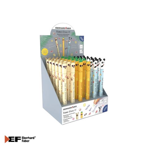 Birotica papetarie - Display 36 rollere erasable 0.7 mm Eberhard Faber Summer Edition, cerneala albastra termosensibila, pentru scoala si birou