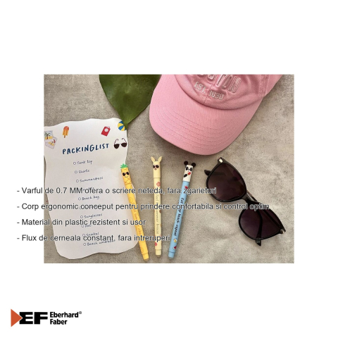 Display 36 rollere erasable 0.7 mm Eberhard Faber Summer Edition, cerneala albastra termosensibila, pentru scoala si birou [1]