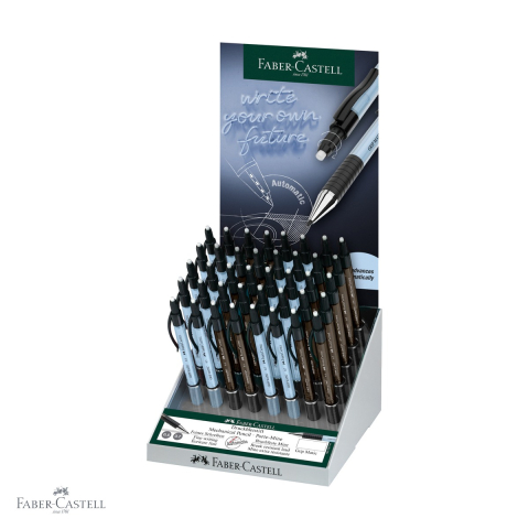 Birotica papetarie - Display 40 creioane mecanice Faber-Castell Grip-Matic 1375/1377, zone grip cauciucate, 0.5-0.7mm