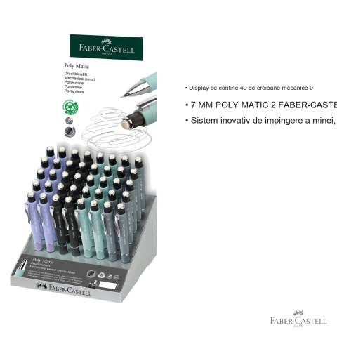 Display 40 creioane mecanice Faber-Castell Poly Matic 2, mina 0.7mm, sistem inovativ [2]
