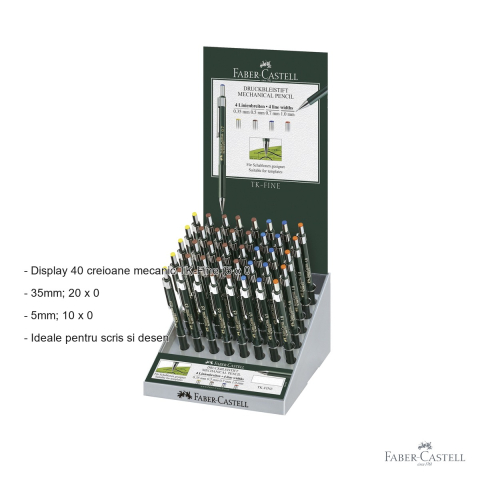 Display 40 creioane mecanice Faber-Castell TK-Fine, grosimi variate, pentru desen tehnic si scriere [1]