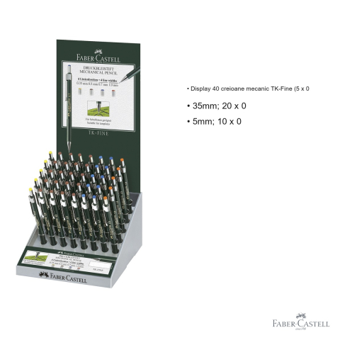 Display 40 creioane mecanice Faber-Castell TK-Fine, grosimi variate, pentru desen tehnic si scriere [2]