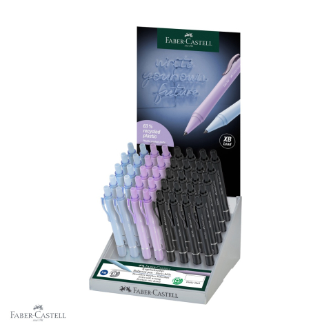 Pixuri - Display 40 pixuri cu mecanism Faber-Castell XB Daily, cerneala albastra rezistenta, plastic reciclat