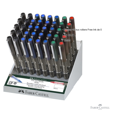 Display 40 rollere Faber-Castell Free Ink needle 0.5mm, scriere fluida, pentru birou si scoala [2]