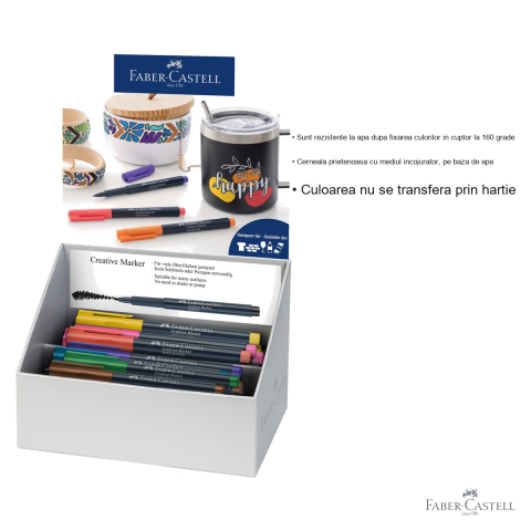 Display 50 bucati markere creative Faber-Castell 2024, linie de 1.5 mm, pentru multiple suprafete [2]