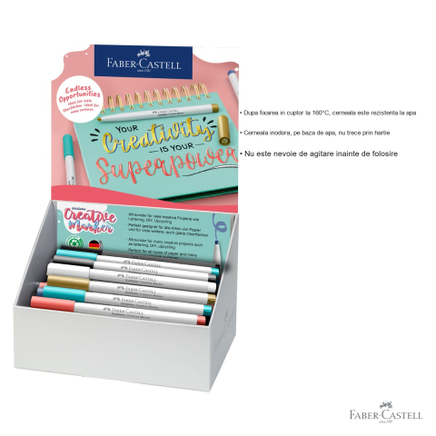Display 50 markere creative Faber-Castell Goldfaber, varf dalta, pentru suprafete multiple [2]