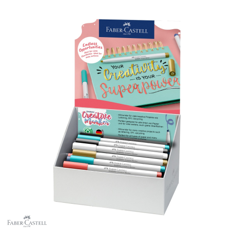 Birotica papetarie - Display 50 markere creative Faber-Castell Goldfaber, varf dalta, pentru suprafete multiple