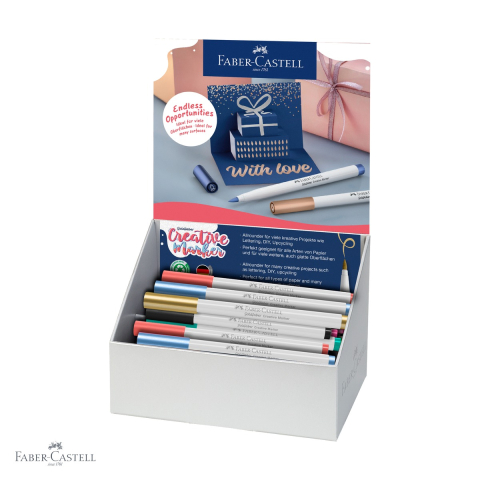 Birotica papetarie - Display 50 markere creative Faber-Castell Goldfaber, varf pensula, pentru hartie, carton, sticla si metal