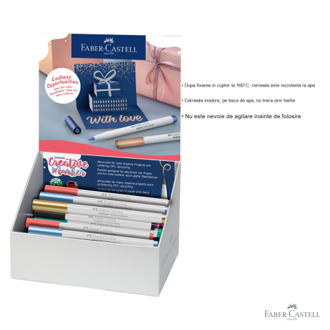 Display 50 markere creative Faber-Castell Goldfaber, varf pensula, pentru hartie, carton, sticla si metal [2]