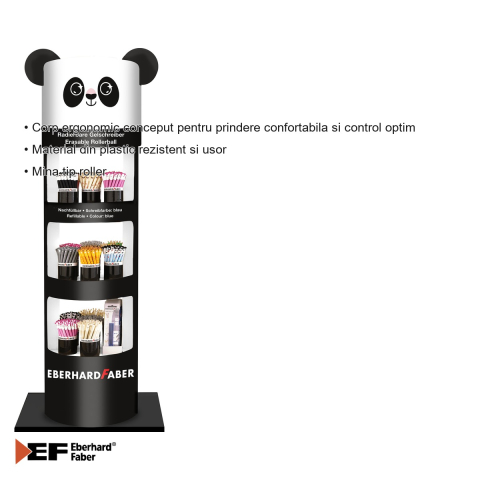 Display 648 rollere erasable 0.7mm Eberhard Faber Panda, cerneala termosensibila, albastru, pentru scoala si birou [2]
