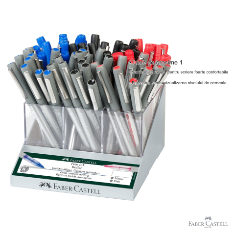 Display 72 bucati roller Free Ink Faber-Castell, varfuri 0.5 si 0.7 mm, scriere fluida si precisa [2]