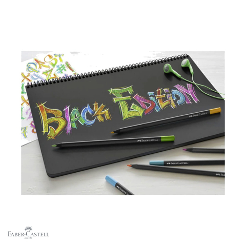 Display creioane colorate Faber-Castell Black Edition 2024, mina moale, set mixt pastel, neon, metalic, tonuri piele [3]