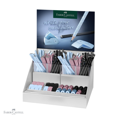 Produse EmagMarketplace - Display creioane grafit Faber-Castell Sparkle Harmony 2024, set 144 creioane + 24 ascutitori + 24 radiere sleeve mini, 3 culori