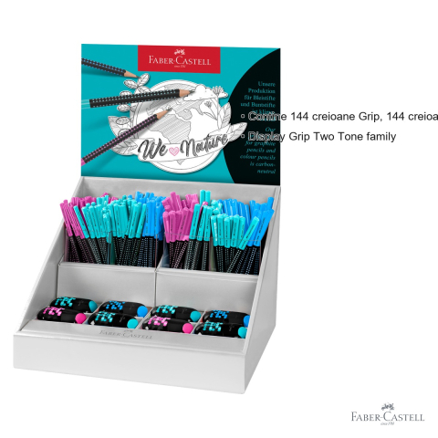 Display Faber-Castell Grip Two Tone Family, set 144 creioane grip + 144 creioane jumbo + 18 ascutitori, pentru scoala si birou [2]