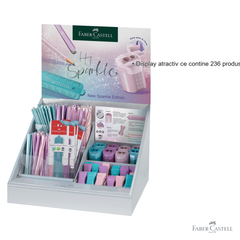 Display Faber-Castell Sparkle 2024, set 236 produse papetarie, creioane grafit si accesorii pentru copii [2]