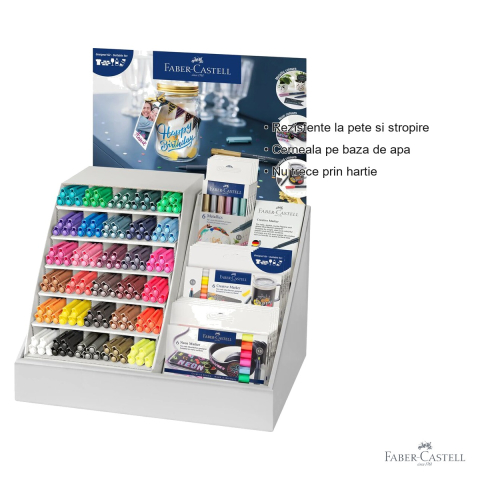 Display markere creative Faber-Castell 2024, varf 1.5 mm, 165 bucati, 30 culori + neon/metalice/vara, multisuprafata [2]