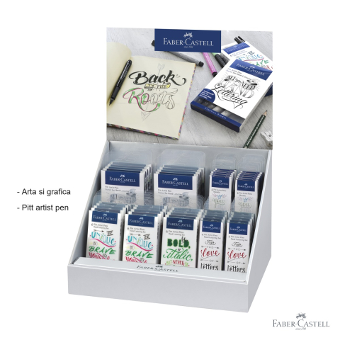 Display Pitt Artist Pen caligrafic Faber-Castell, set 30 markere, pentru caligrafie si desen artistic [1]