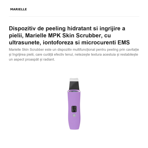 Dispozitiv de peeling hidratant si ingrijire a pielii, Marielle MPK Skin Scrubber, cu ultrasunete, iontoforeza si microcurenti EMS [1]
