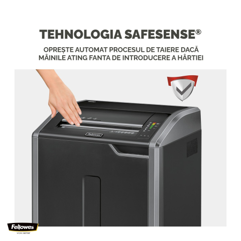 Distrugator de documente Fellowes 485i, taiere strip-cut P-2 in fasii de 5.8 mm, 40 coli, cos de 132 l, fanta de 405 mm, functionare continua, 953x636x509 mm [4]