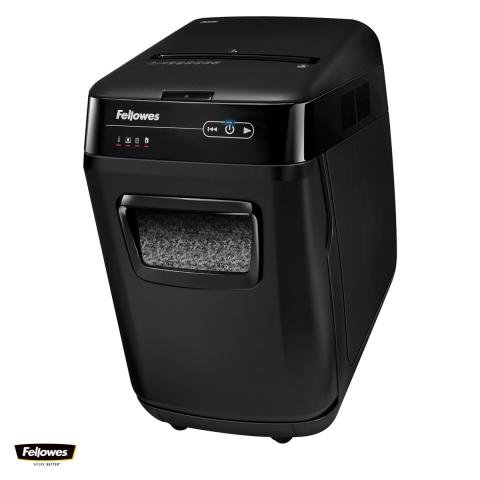 Distrugatoare documente si accesorii - Distrugator de documente Fellowes AutoMax 200M automat, taiere micro-cut in particule de 2x14 mm, 200 coli, functie SilentShred, pentru 3-5 utilizatori, 563x346x507 mm