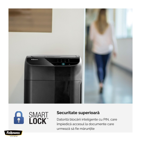Distrugator de documente Fellowes AutoMax 600M automat, taiere micro-cut in particule de 2x12 mm, 600 coli, functionare continua, SafetyLock, pentru peste 10 utilizatori, 890x441x578 mm [4]