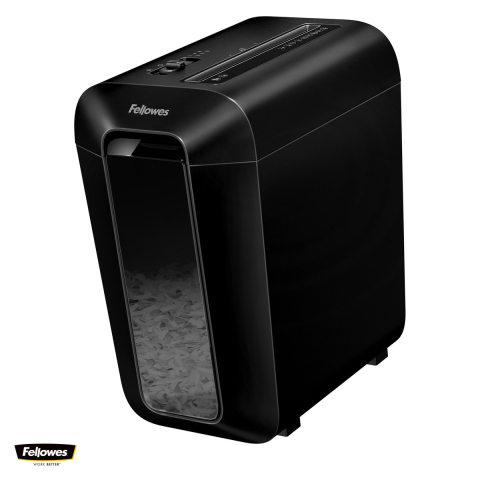 Distrugatoare documente si accesorii - Distrugator de documente Fellowes LX65, taiere cross-cut P-4 in particule de 4x40 mm, 10 coli, cos de 22 l, senzor SafeSense, pentru biroul de acasa, 407x233x371 mm